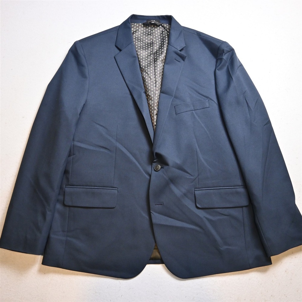 Haggar 46S Blue Slim Cool 18 Pro Soft Shoulder Mens Blazer Jacket Sport Coat